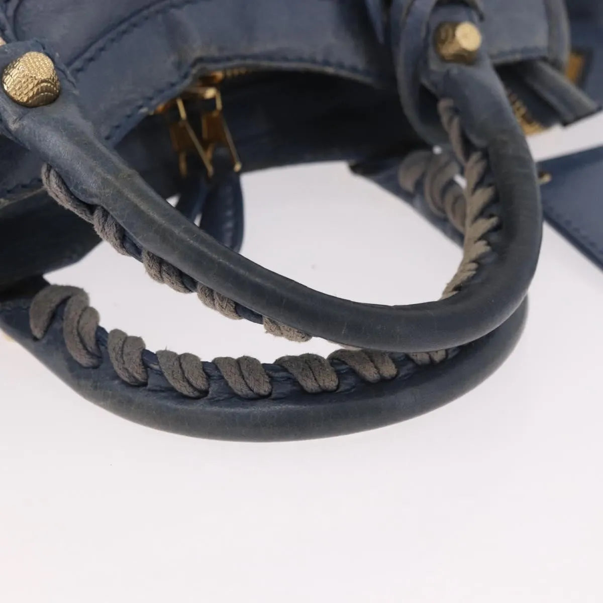 Balenciaga City Giant Studs Leather Blue Leather Handbag (Pre-Owned)