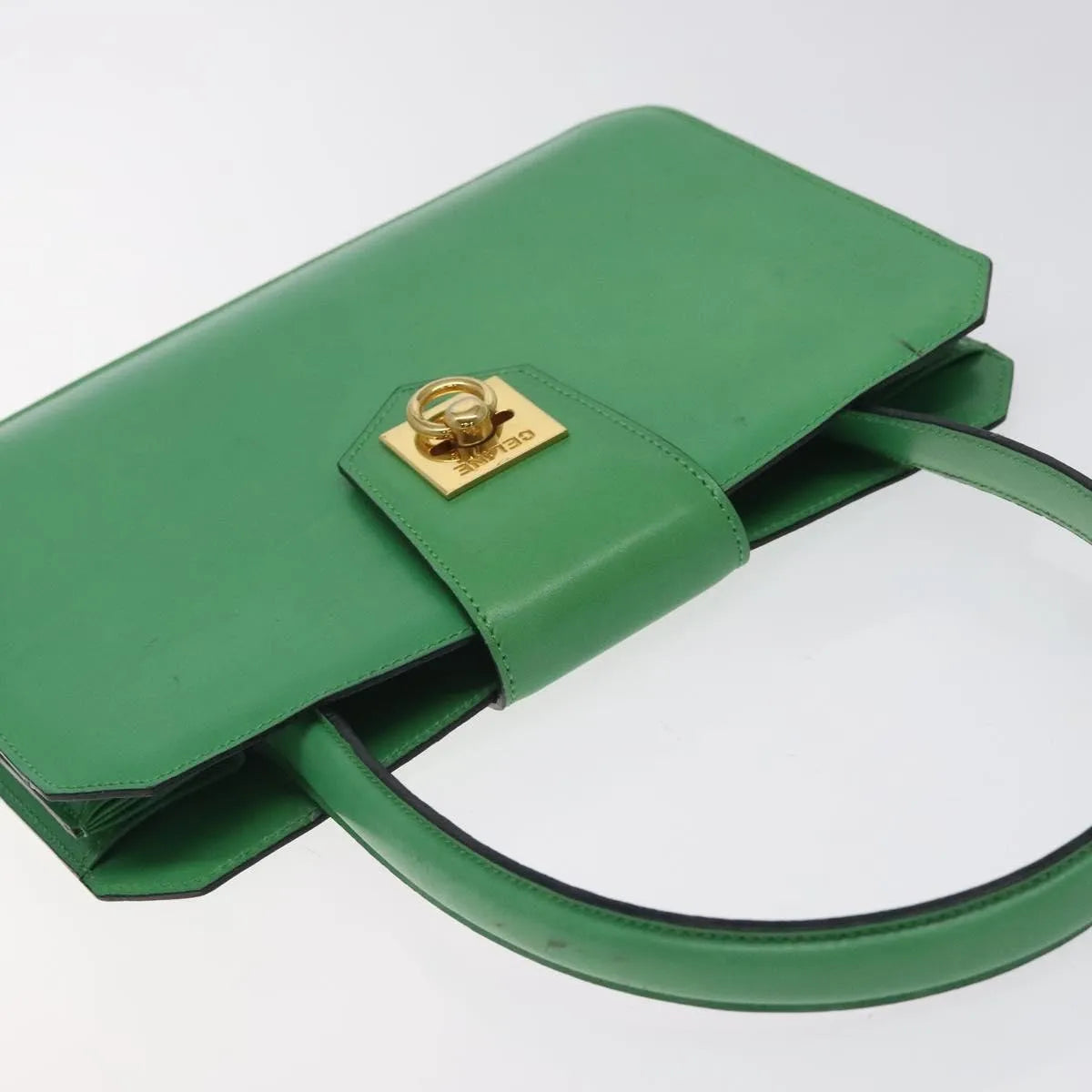 Celine Vintage Leather Green Leather Handbag (Pre-Owned)