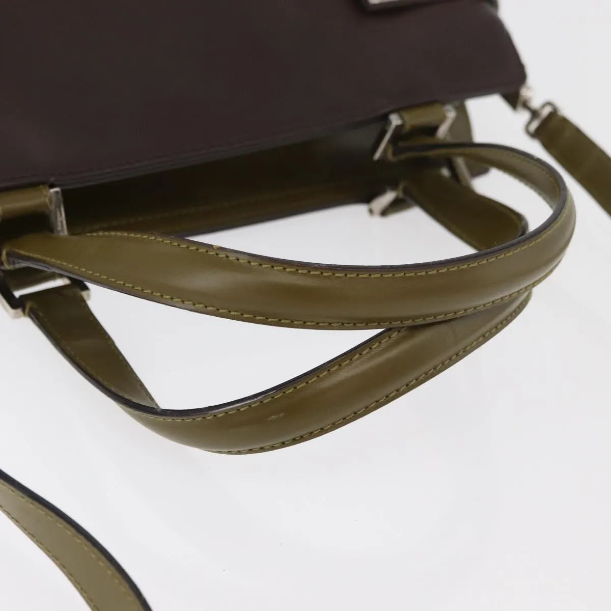 Salvatore Ferragamo Double Gancini Side Buckle Tote Patent Leather Brown Patent_Leather Handbag (Pre-Owned)