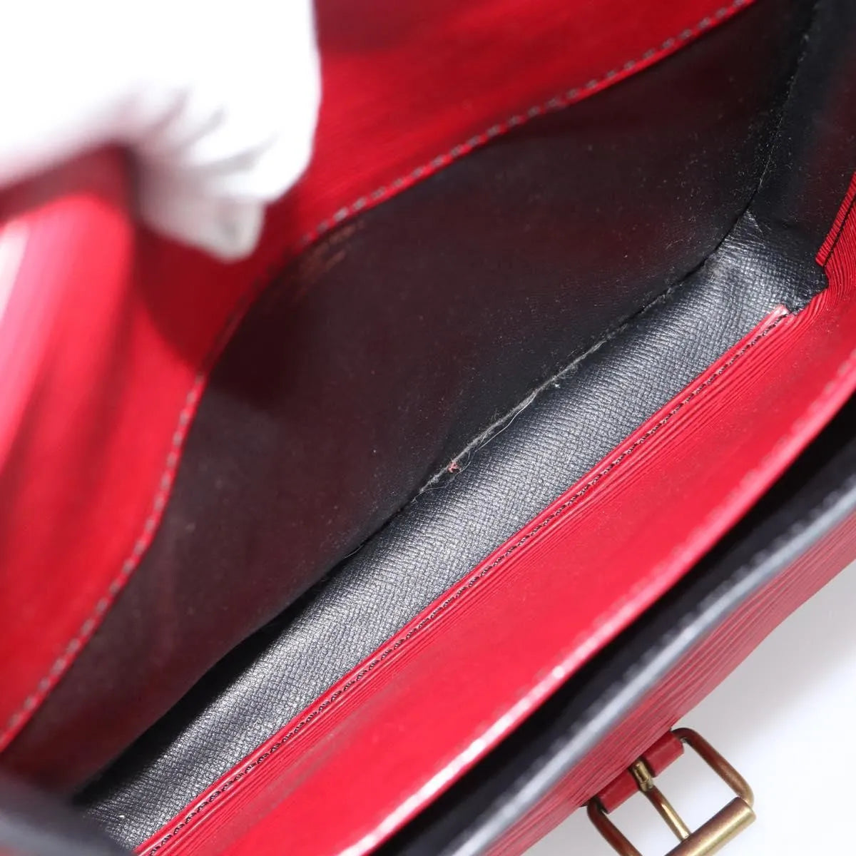Louis Vuitton Cartouchiere Handbag Epi Leather Red Leather Shoulder Bag Bag (Pre-Owned)