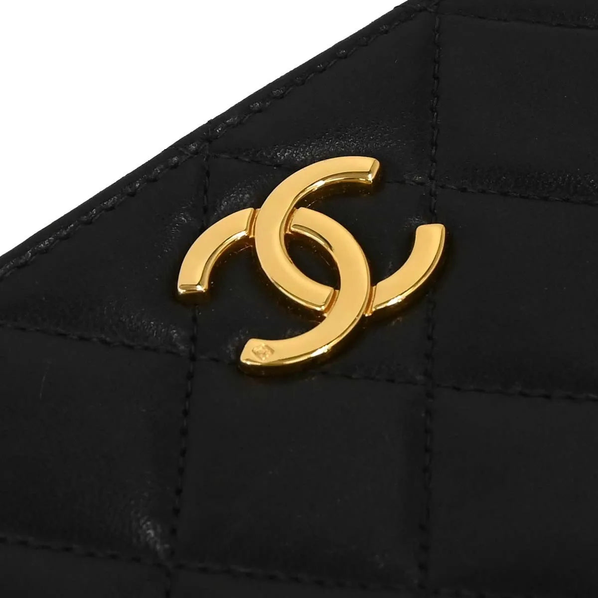 Chanel Vintage Full Flap Quilted Lambskin Black Leather Shoulder Bag Bag (Pre-Owned)
