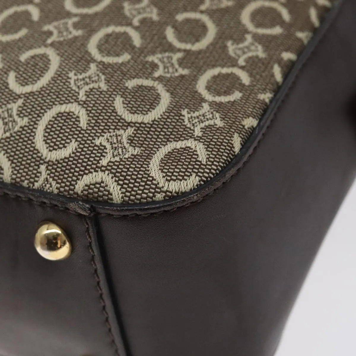 Celine C Macadam Handbag Canvas Gray Canvas Handbag (Pre-Owned)