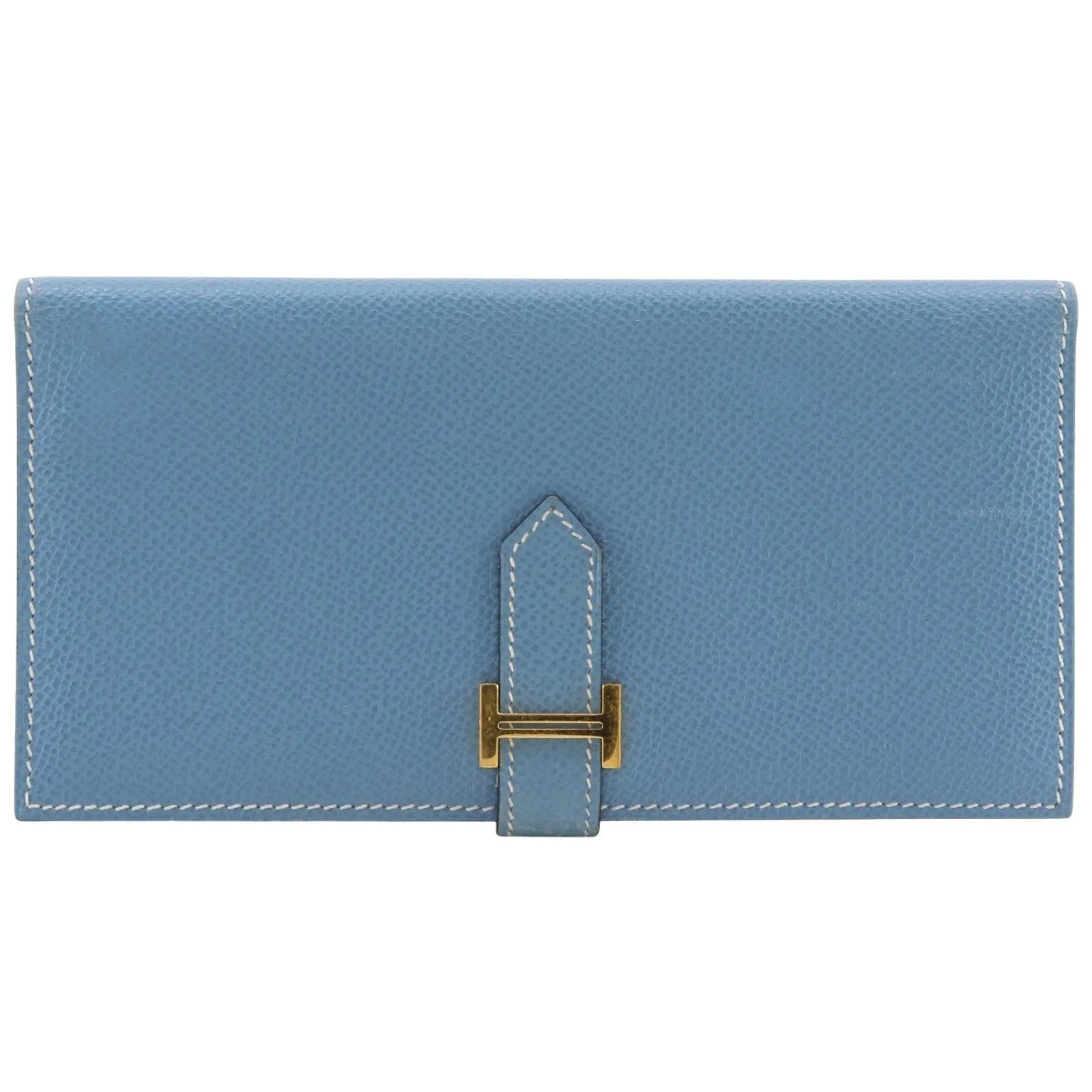 Hermes Bearn Epsom Blue Leather Wallets Accessory (Pre-Owned)