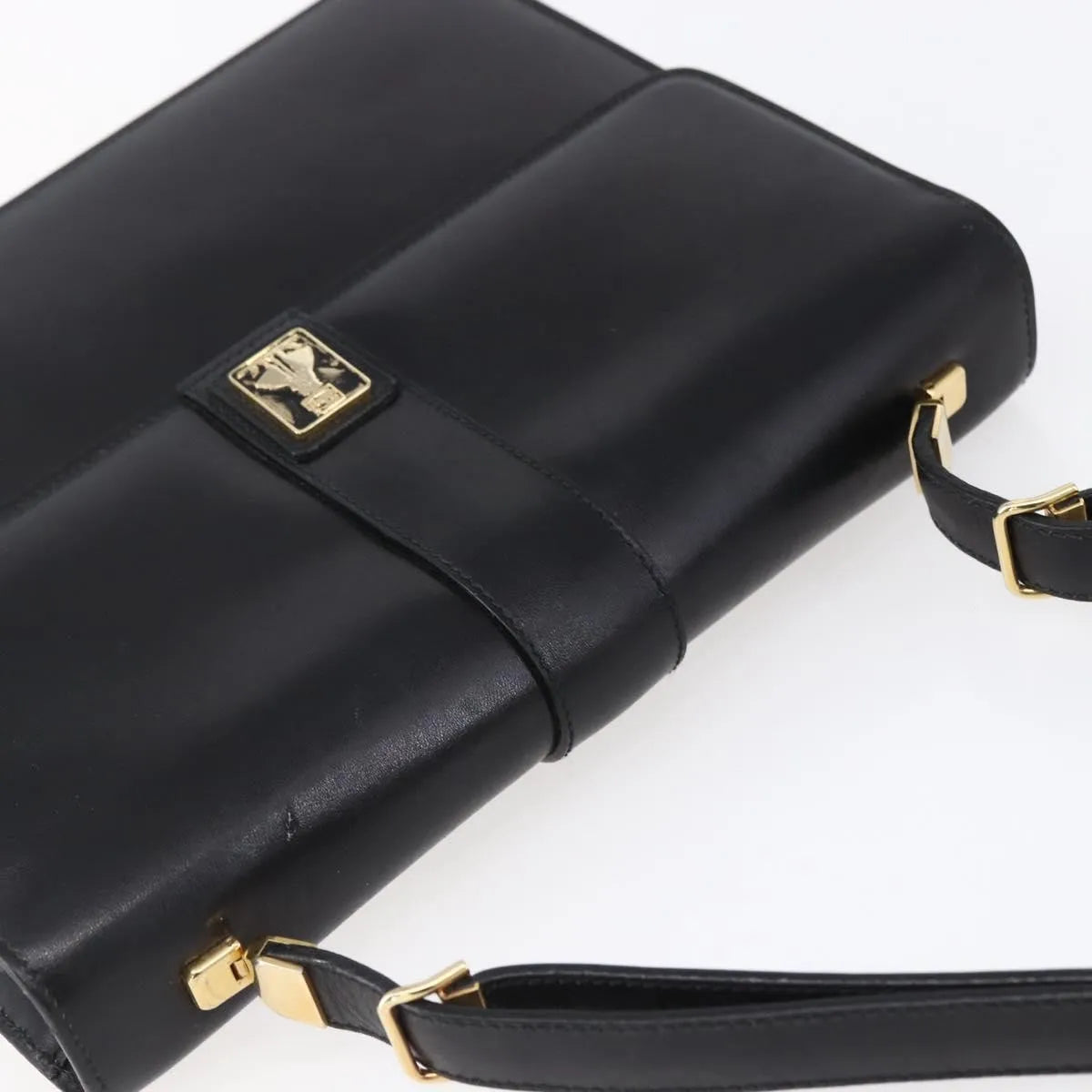 Burberry Nova Check Shoulder Bag Leather Black Leather Shoulder Bag Bag (Pre-Owned)