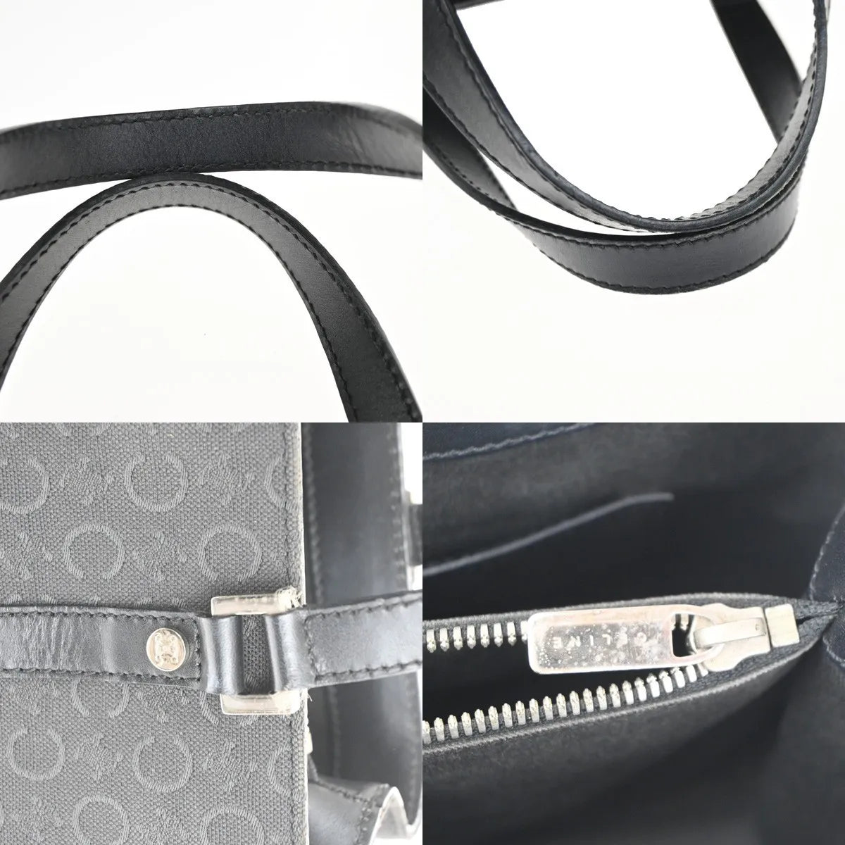 Celine Tote Canvas Black Canvas Tote Bag Bag (Pre-Owned)