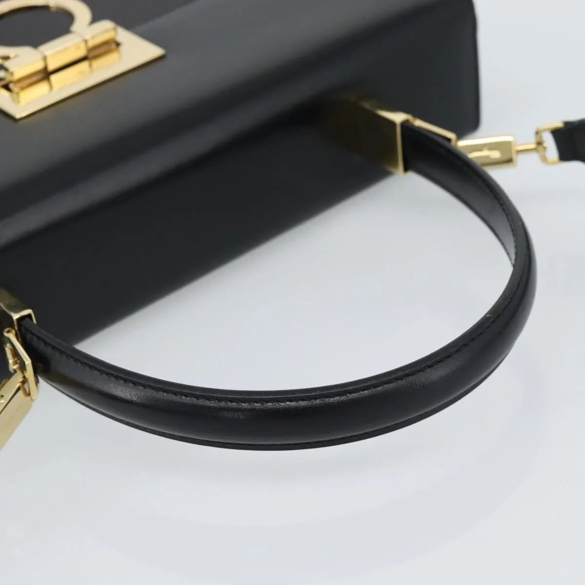 Salvatore Ferragamo Convertible Top Handle Leather Black Leather Handbag (Pre-Owned)