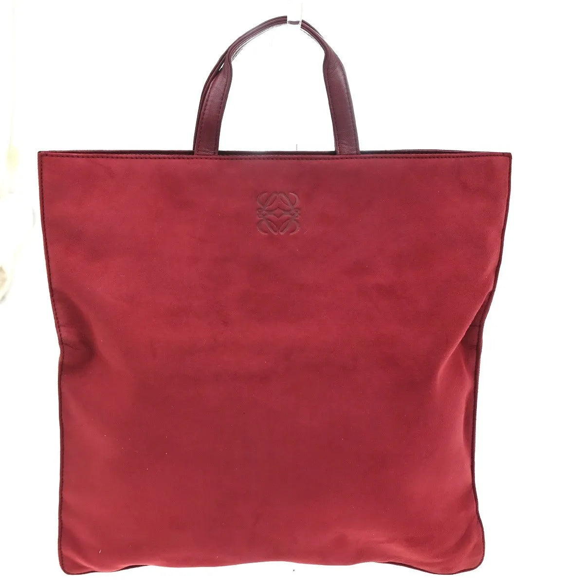 Loewe Anagram Tote Suede Red Suede Tote Bag Bag (Pre-Owned)