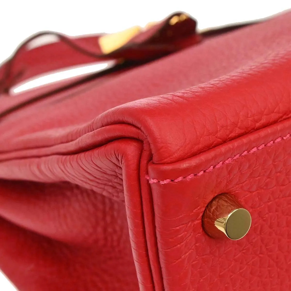 Hermes Kelly Retourne Clémence Taurillon Red Calfskin Handbag (Pre-Owned)