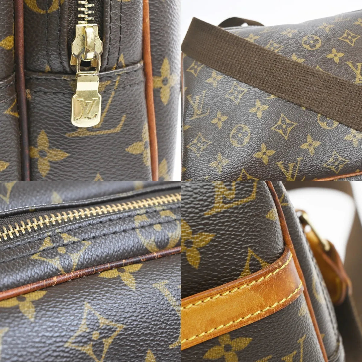 Louis Vuitton Reporter Monogram Canvas Brown Leather Shoulder Bag Bag (Pre-Owned)