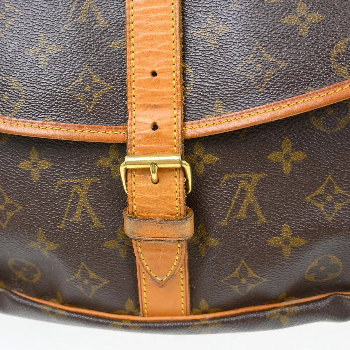 Louis Vuitton Saumur Handbag Monogram Canvas Brown Canvas Shoulder Bag Bag (Pre-Owned)