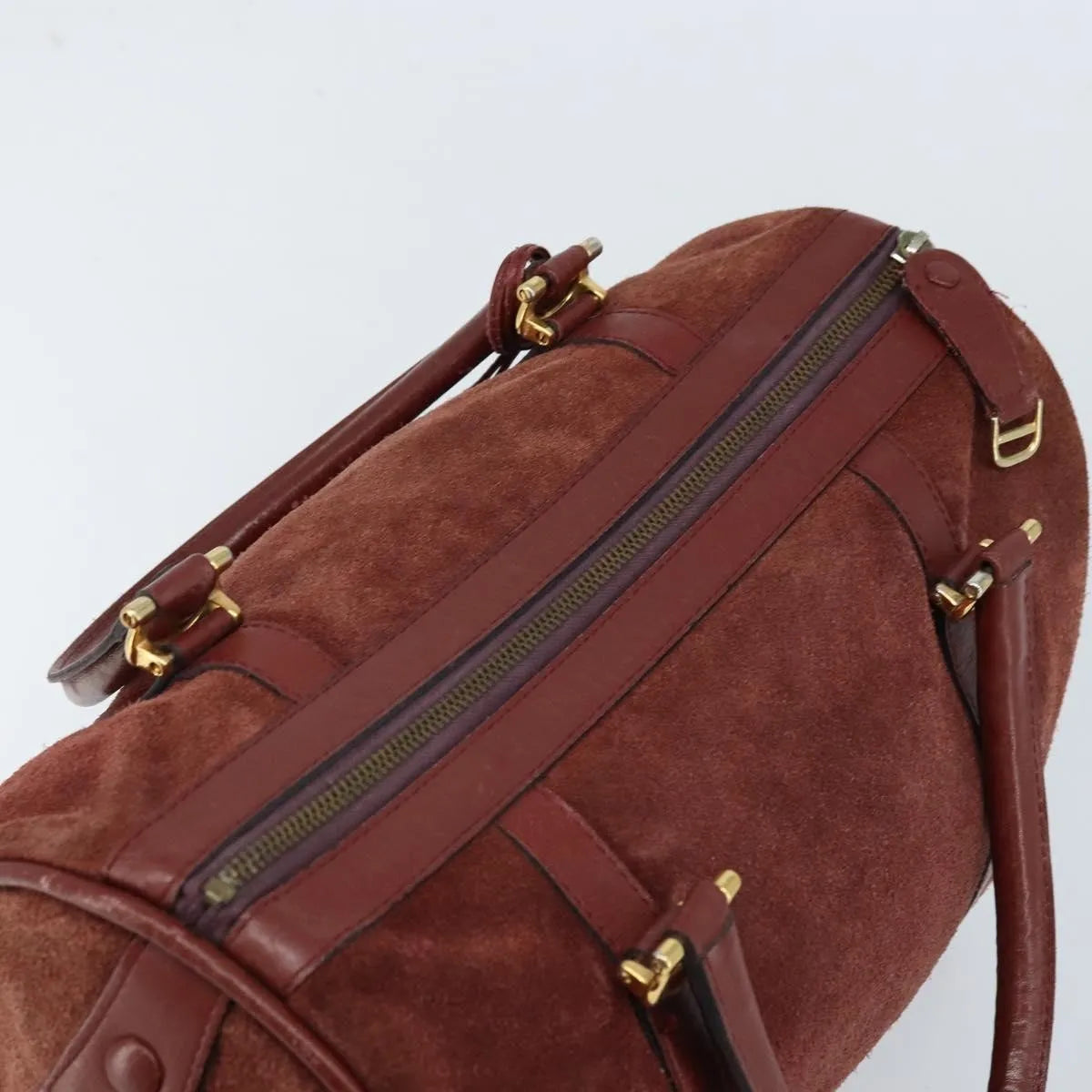 Cartier Must De Cartier Suede Burgundy Suede Handbag (Pre-Owned)