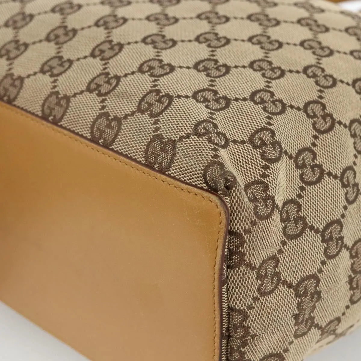 Gucci Vintage Bucket Shopping Tote Gg Canvas Beige Canvas Tote Bag Bag (Pre-Owned)