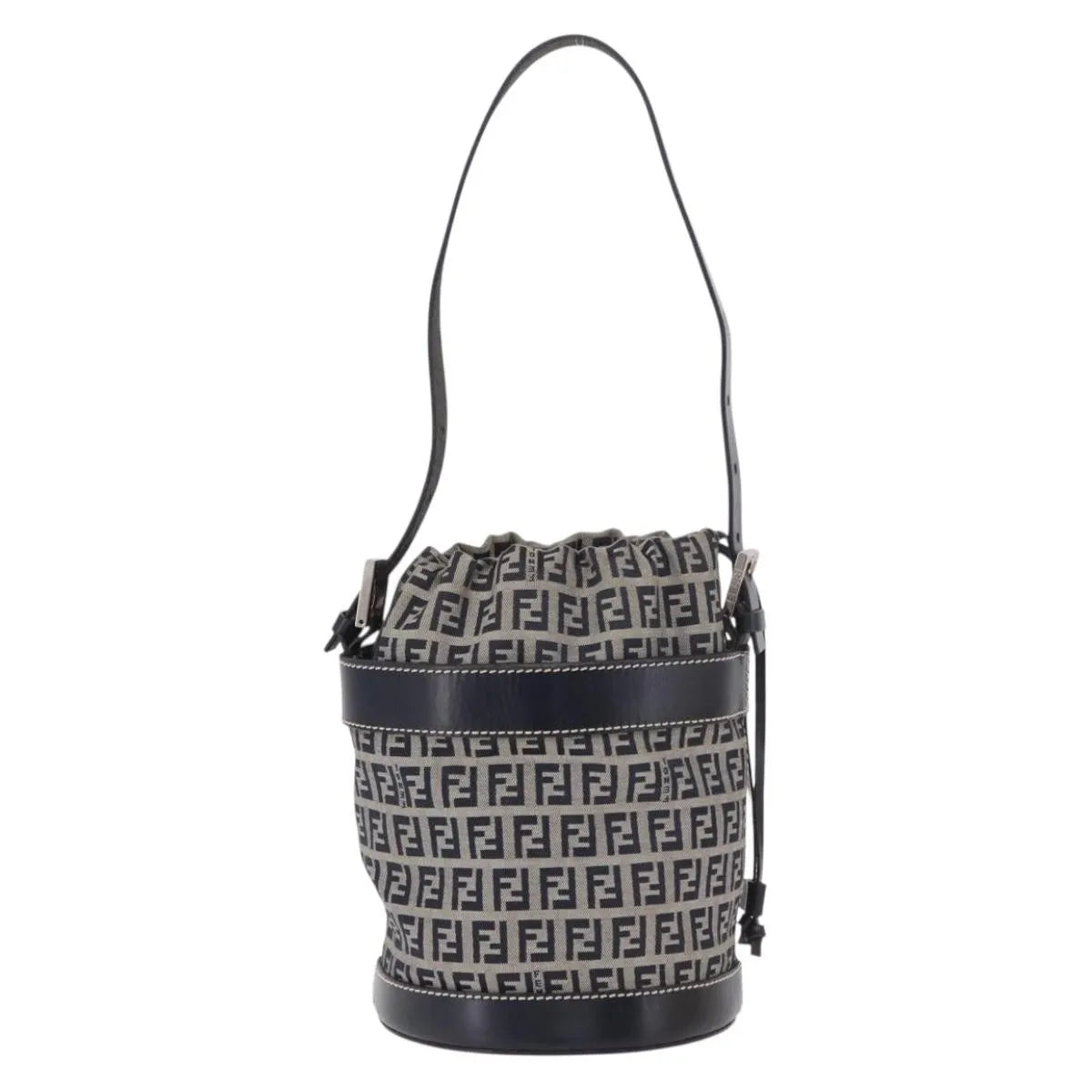 Fendi Zucchino Canvas Navy Canvas Handbag (Pre-Owned)