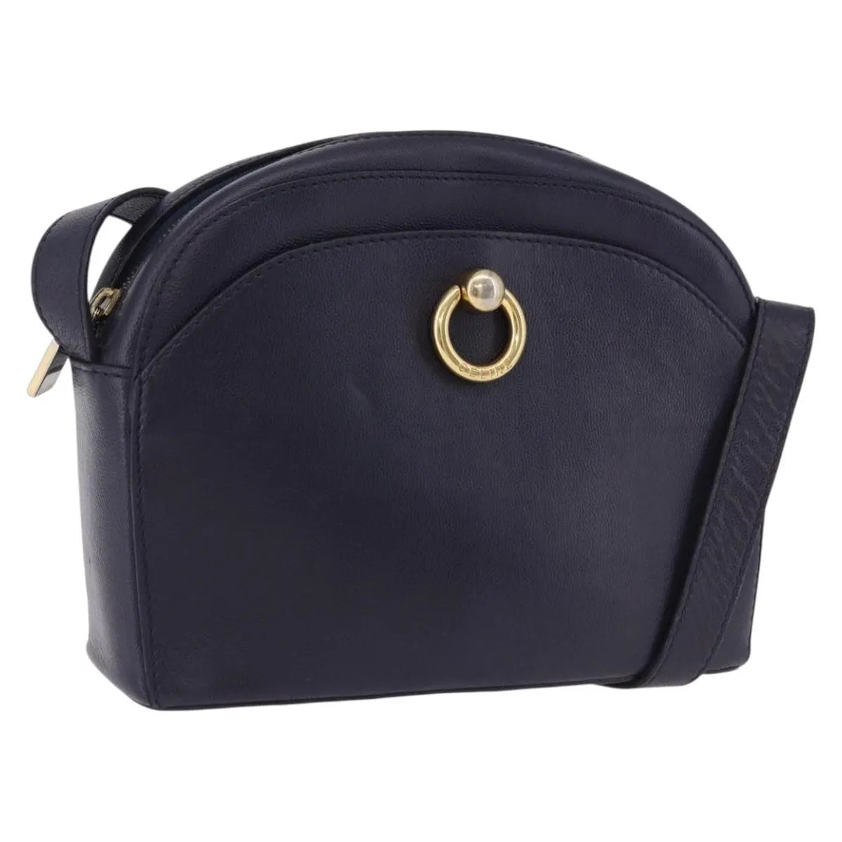 Celine Vintage Leather Navy Leather Shoulder Bag Bag (Pre-Owned)
