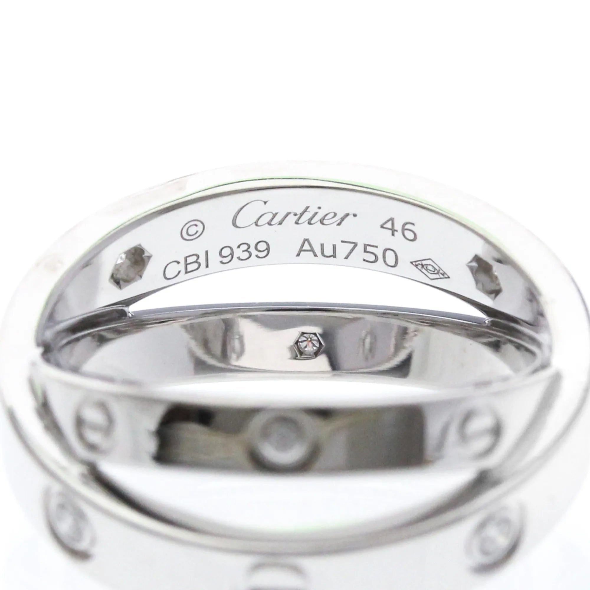Cartier Be Love 18K White Gold With Diamonds Silver White_Gold Ring Jewelry (Pre-Owned)