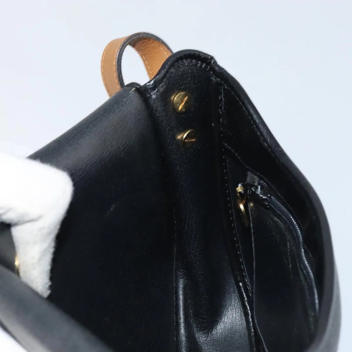 Christian Dior Vintage Cd Logo Leather Black Leather Shoulder Bag Bag (Pre-Owned)
