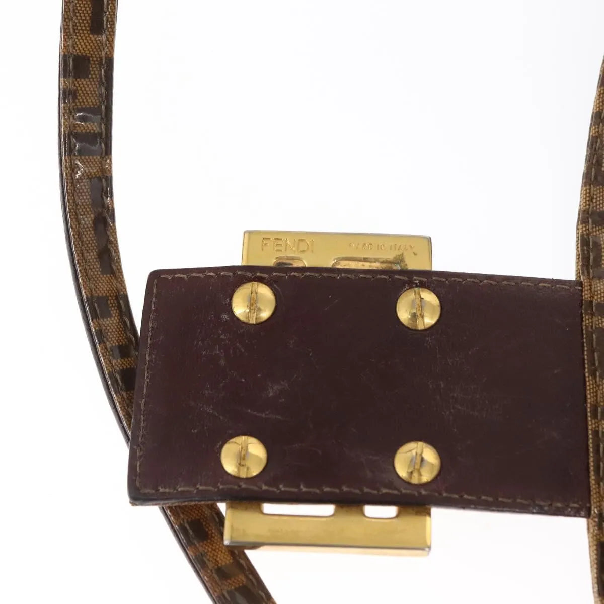 Fendi Mamma Baguette Cuir Verni Brown Pvc Shoulder Bag Bag (Pre-Owned)