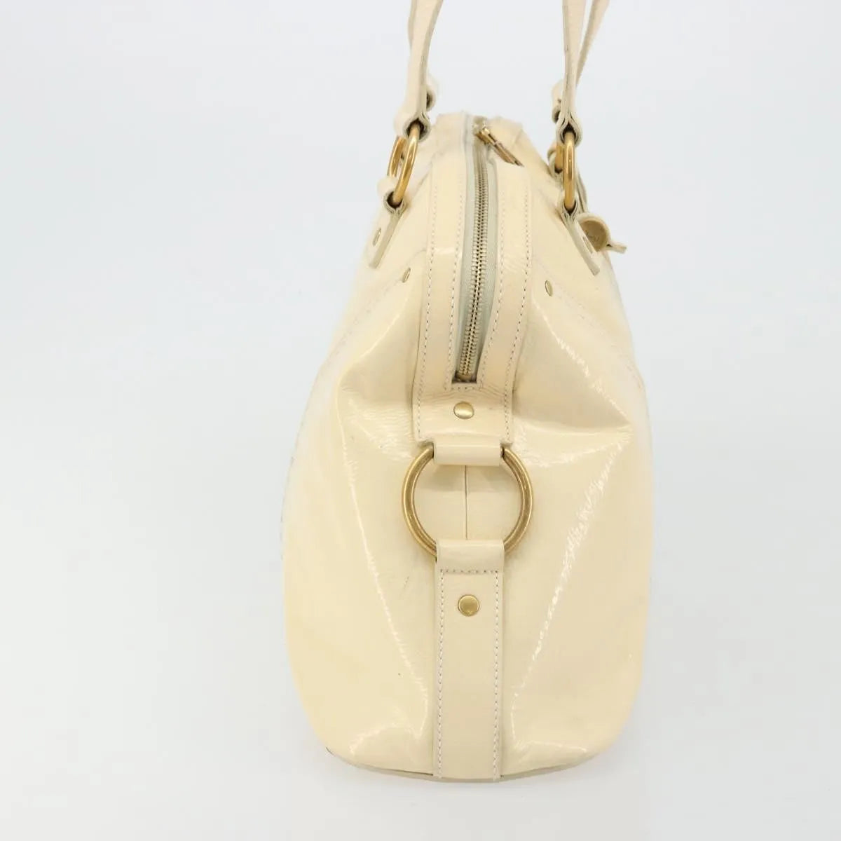 Saint Laurent Muse Shoulder Leather White Patent_Leather Handbag (Pre-Owned)