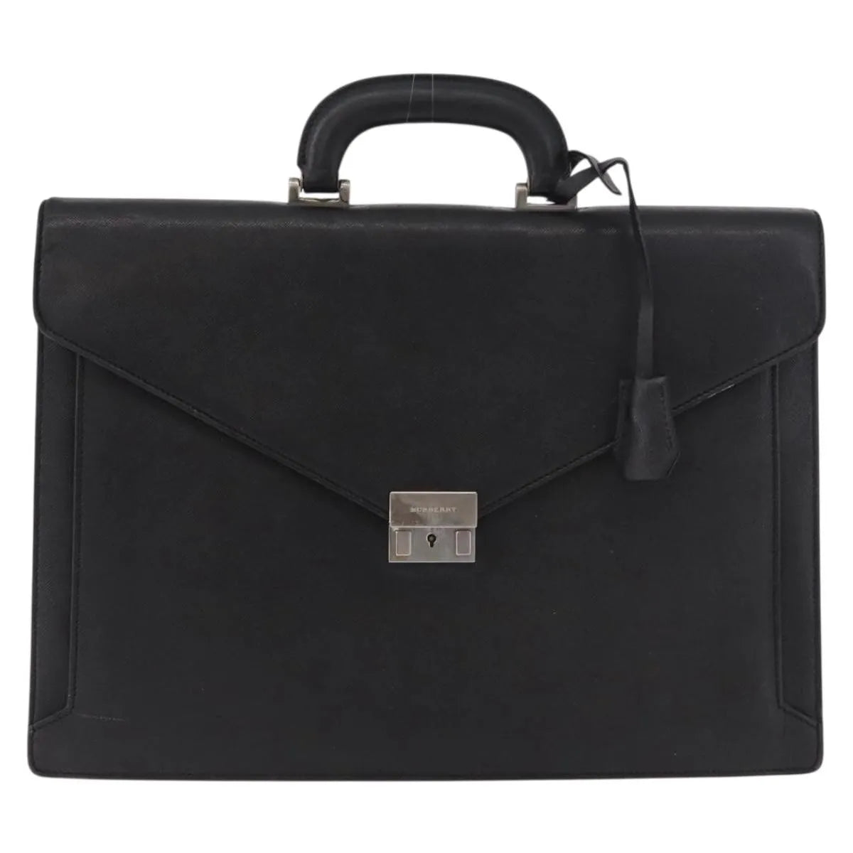 Burberry Vintage Leather Black Leather Briefcase Bag (Pre-Owned)