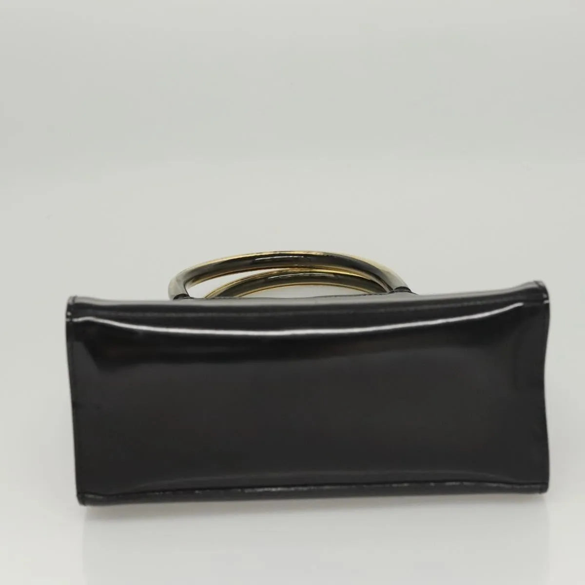 Salvatore Ferragamo Vintage Patent Leather Black Patent_Leather Handbag (Pre-Owned)