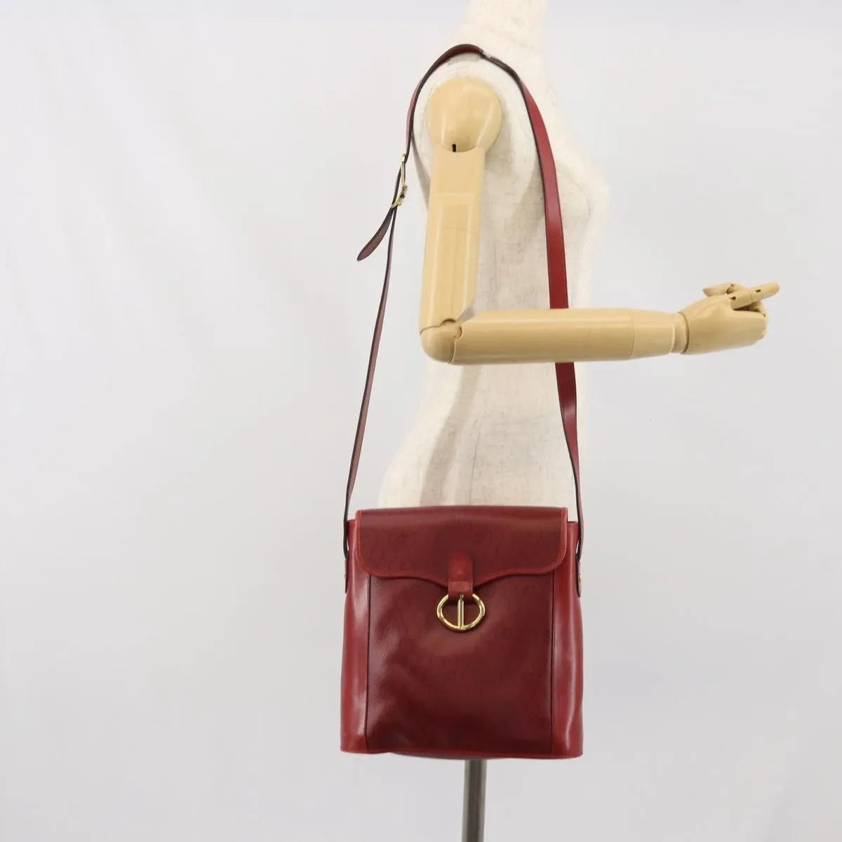 Christian Dior Vintage Honeycomb Flap Canvas And Leather Red Canvas Shoulder Bag Bag (Pre-Owned)
