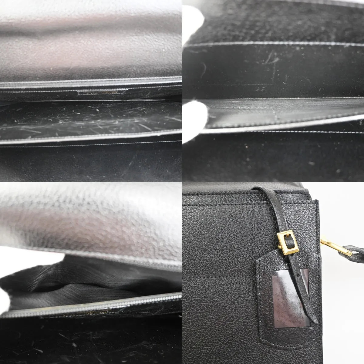 Salvatore Ferragamo Revival Leather Black Leather Briefcase Bag (Pre-Owned)
