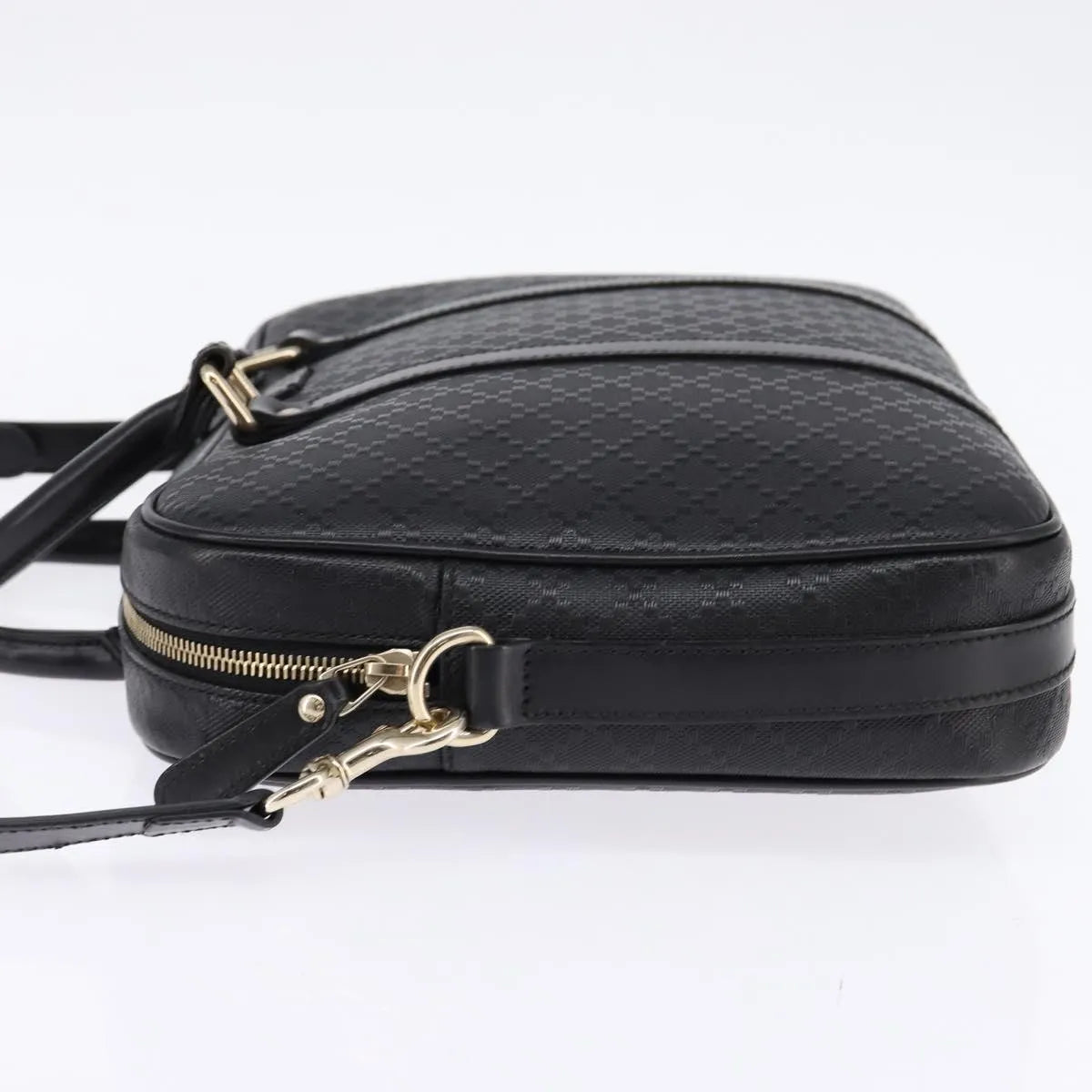 Gucci Bright Convertible Diamante Leather Black Leather Briefcase Bag (Pre-Owned)