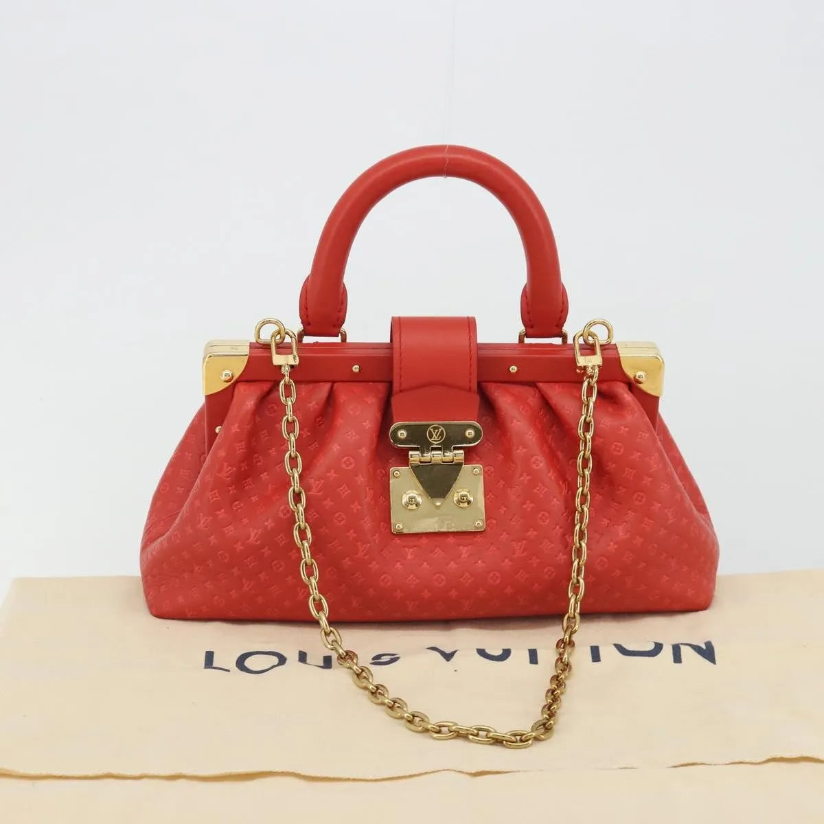 Louis Vuitton Monogram Top Handle Frame Clutch Monogram Canvas Red Canvas Clutche & Pouche Bag (Pre-Owned)