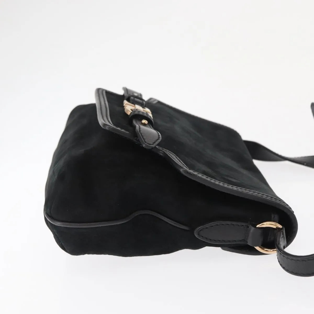 Salvatore Ferragamo Gancini Suede Black Suede Shoulder Bag Bag (Pre-Owned)