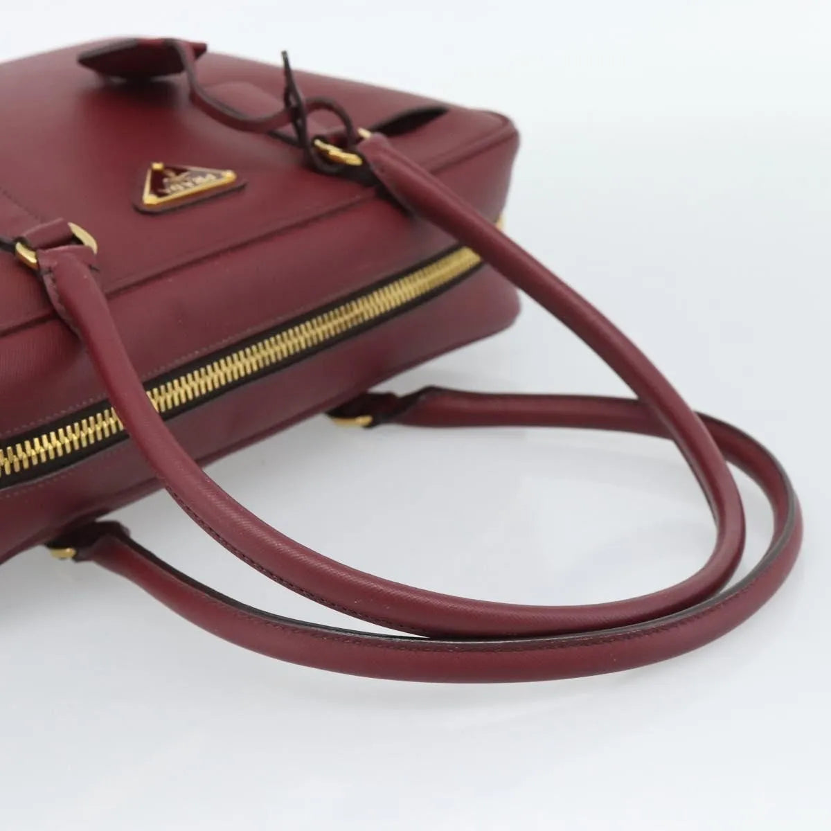 Prada Bauletto Saffiano Leather Red Leather Handbag (Pre-Owned)