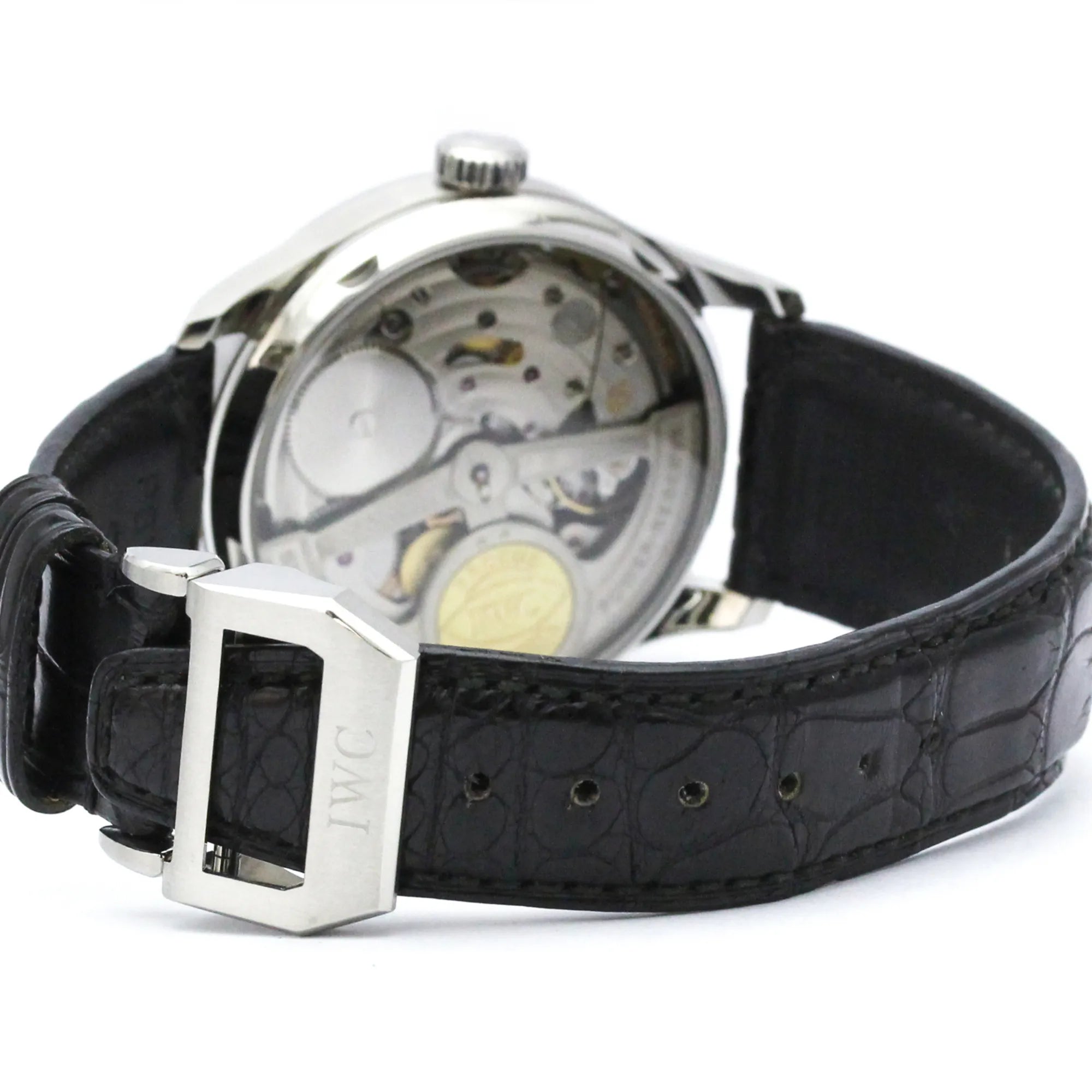Iwc Schaffhausen Portugieser Chronograph Automatic Stainless Steel And Leather Watch (Pre-Owned)