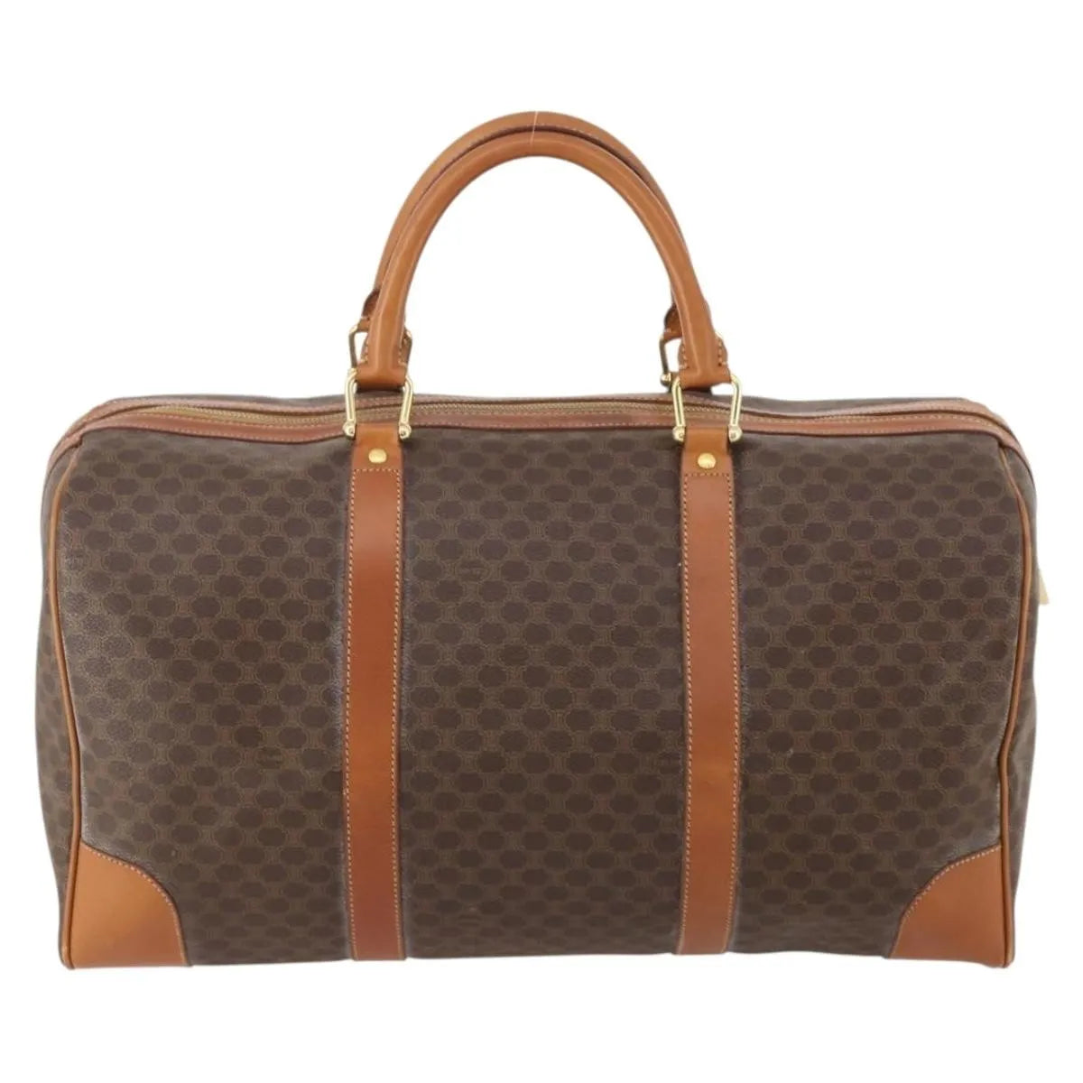 Celine Vintage Duffle Macadam Coated Canvas Brown Canvas Travel Bag Bag (Pre-Owned)