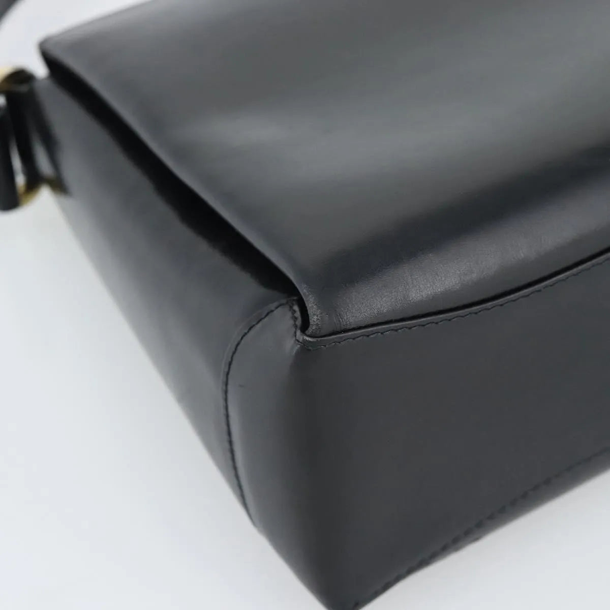 Gucci Vintage Convertible Box Leather Black Leather Handbag (Pre-Owned)