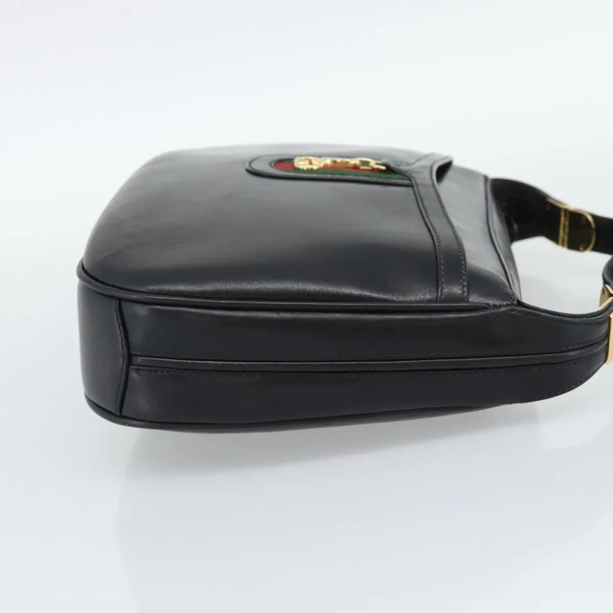 Gucci Vintage Horsebit Leather Black Leather Shoulder Bag Bag (Pre-Owned)