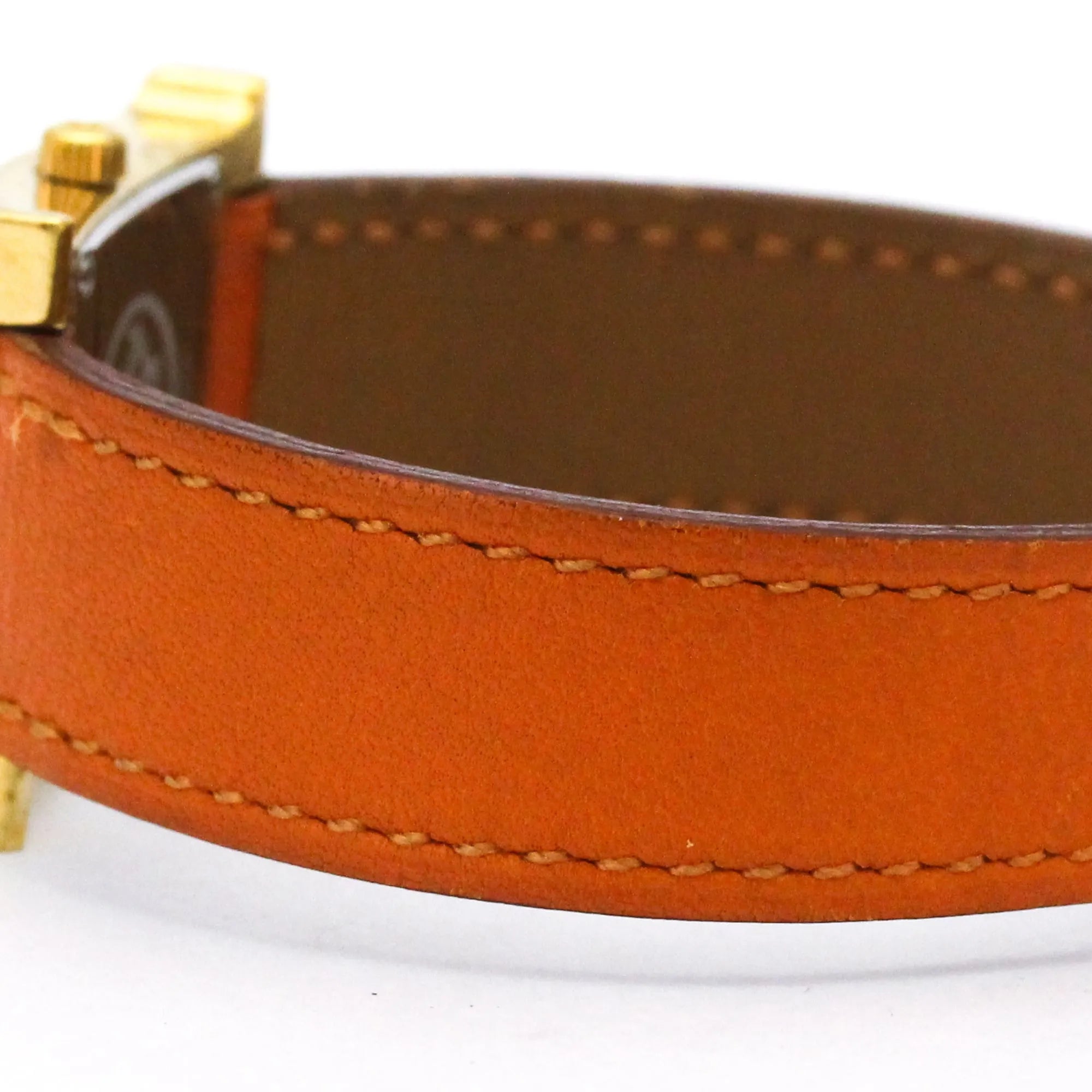 Hermes Heure H Quartz Stainless Steel And Leather Watch (Pre-Owned)