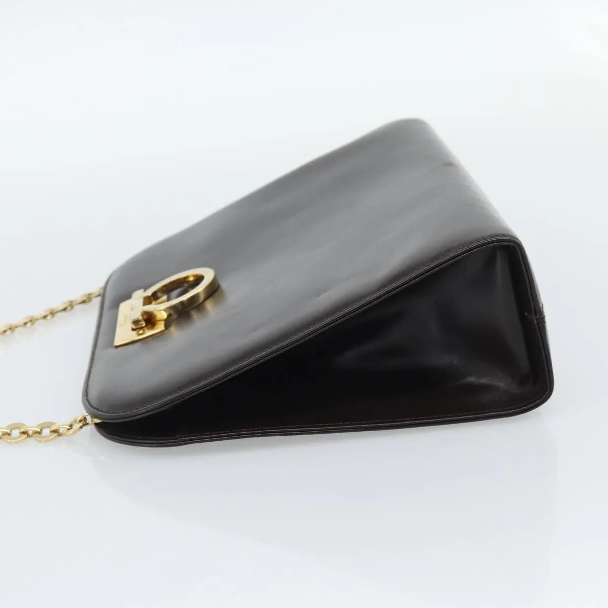 Salvatore Ferragamo Vintage Gancini Chain Leather Brown Leather Shoulder Bag Bag (Pre-Owned)