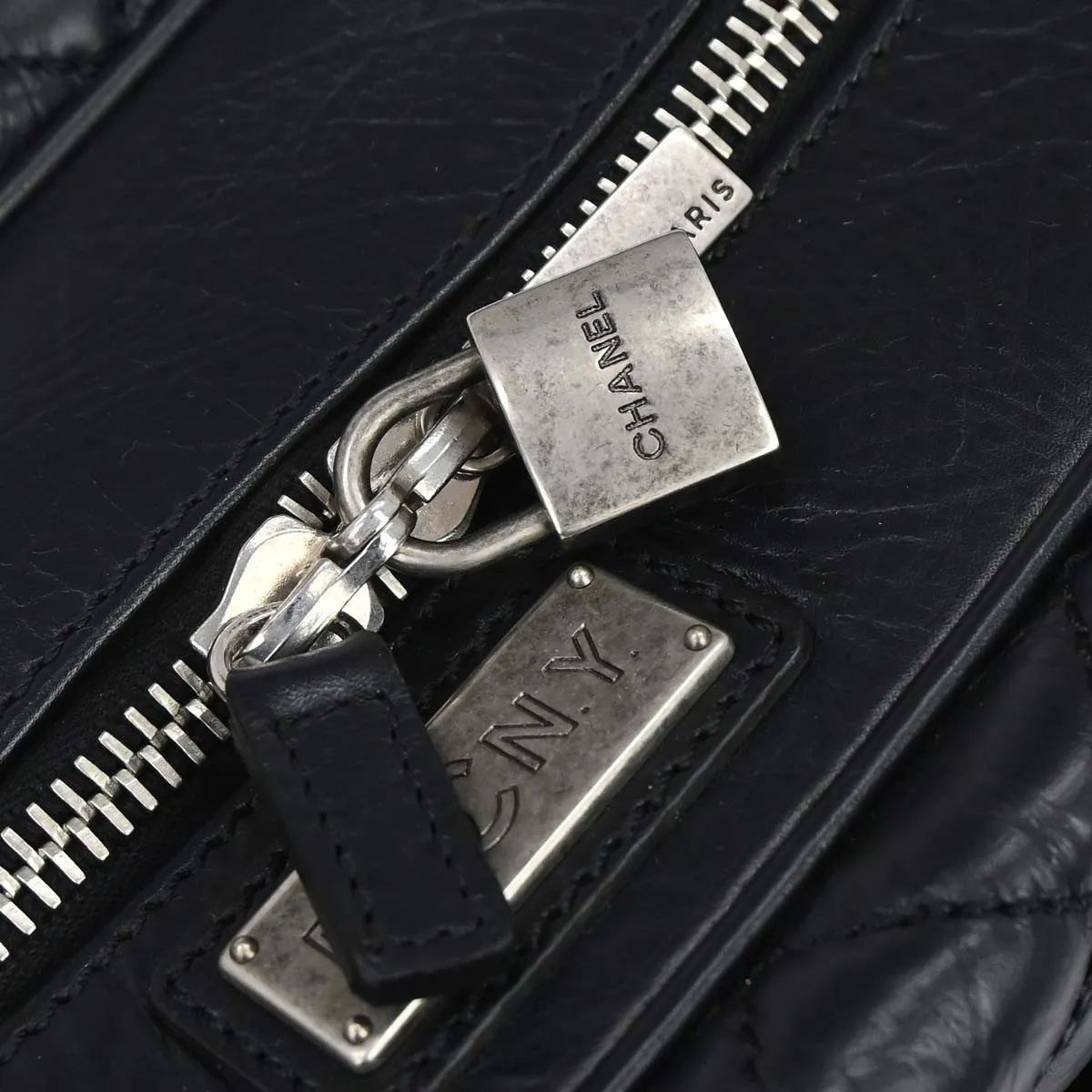 Chanel Chanel Paris New York Line Carry-On Bag Calfskin Black Calfskin Travel Bag Bag (Pre-Owned)
