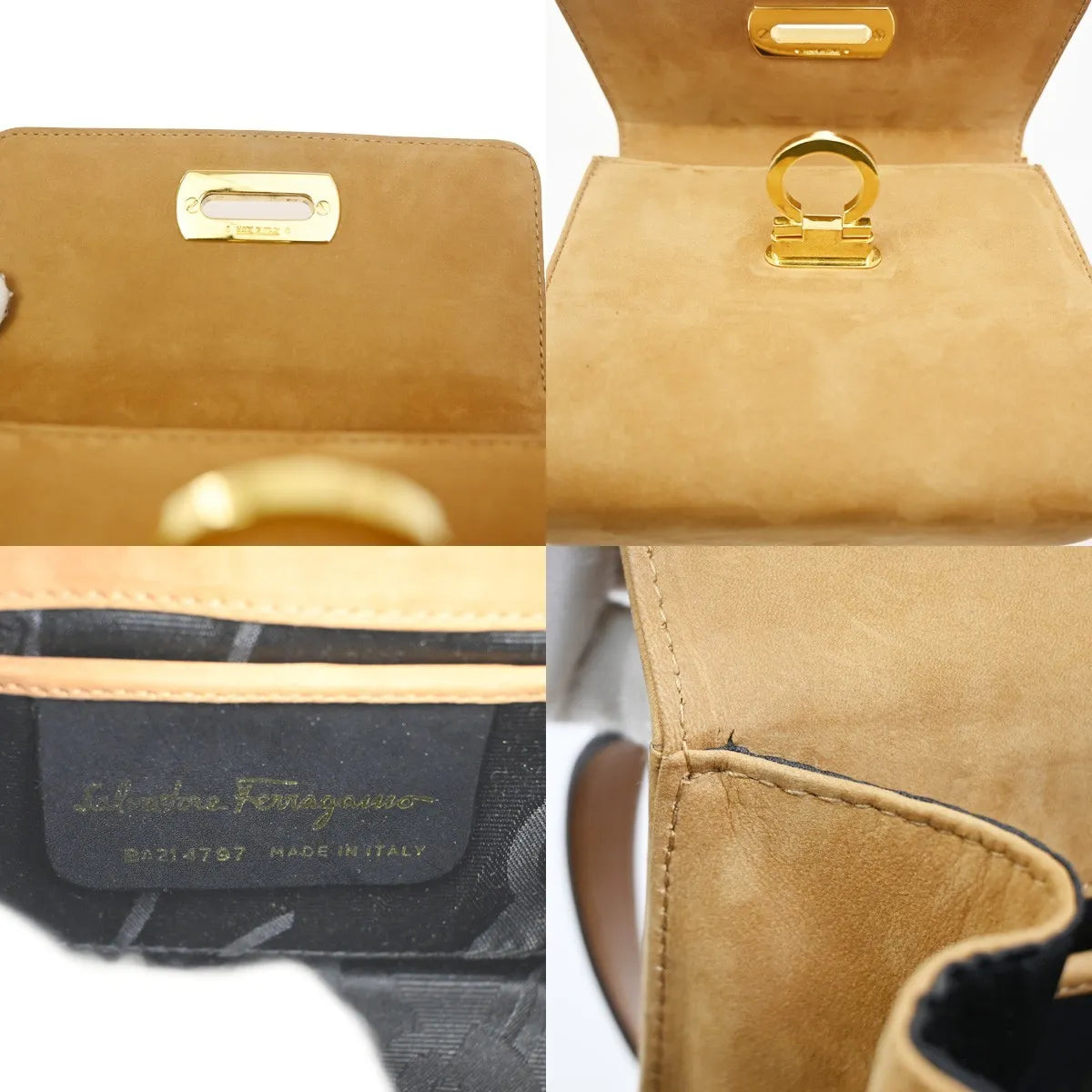 Salvatore Ferragamo Gancini Suede Brown Suede Shoulder Bag Bag (Pre-Owned)