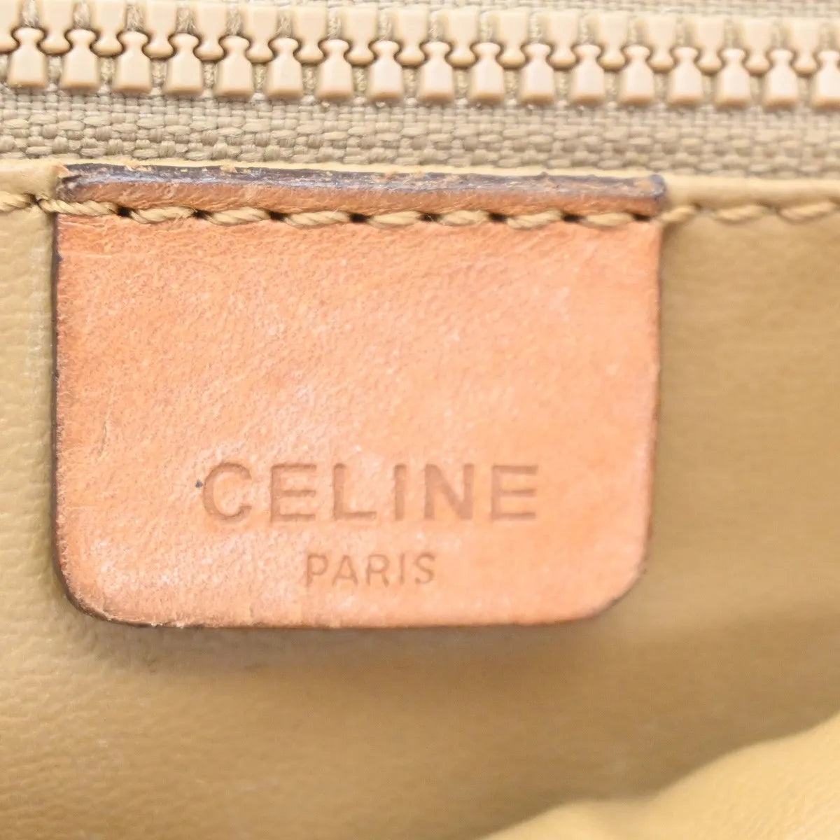 Celine Vintage Macadam Canvas And Leather Beige Canvas Handbag (Pre-Owned)