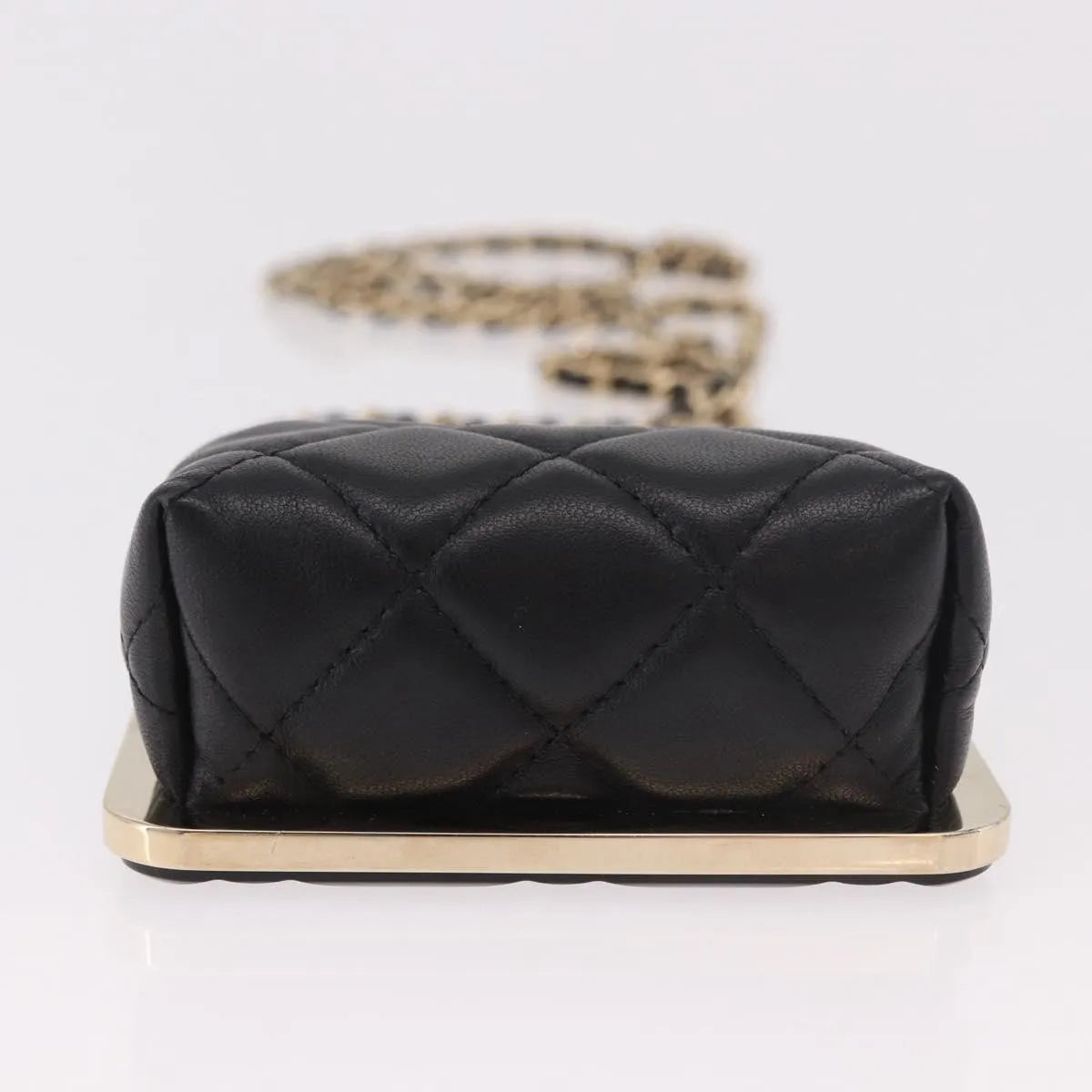 Chanel Cc Frame Clutch With Chain Quilted Lambskin And Plexiglass Black Leather Clutche & Pouche Bag (Pre-Owned)