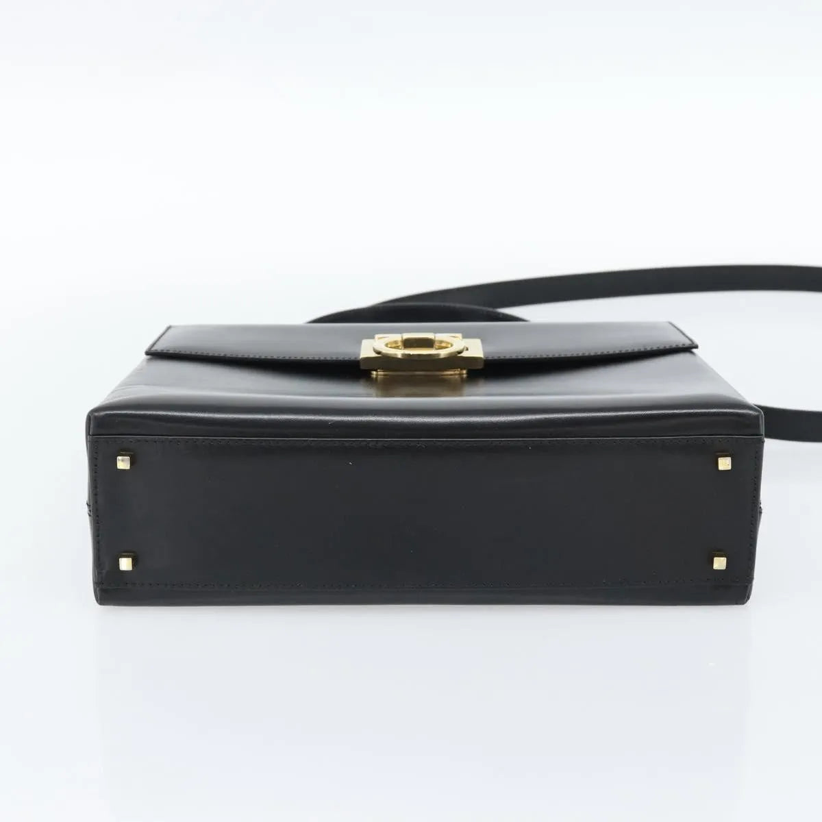 Salvatore Ferragamo Convertible Top Handle Leather Black Leather Handbag (Pre-Owned)