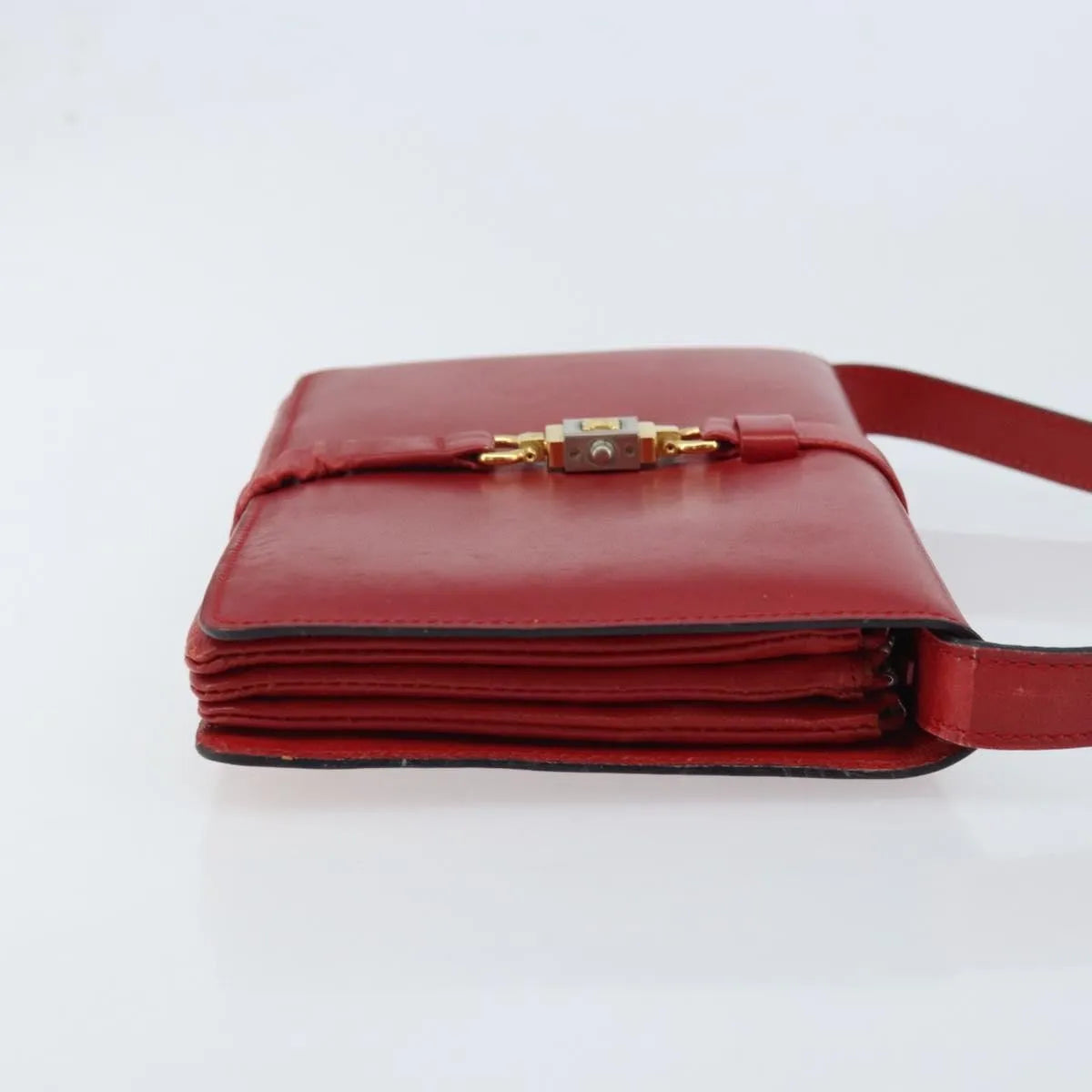 Celine Vintage Leather Red Leather Shoulder Bag Bag (Pre-Owned)