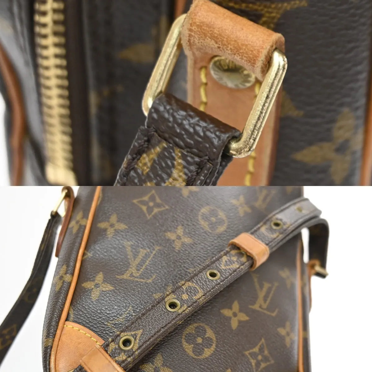 Louis Vuitton Amazone Monogram Canvas Brown Leather Shoulder Bag Bag (Pre-Owned)