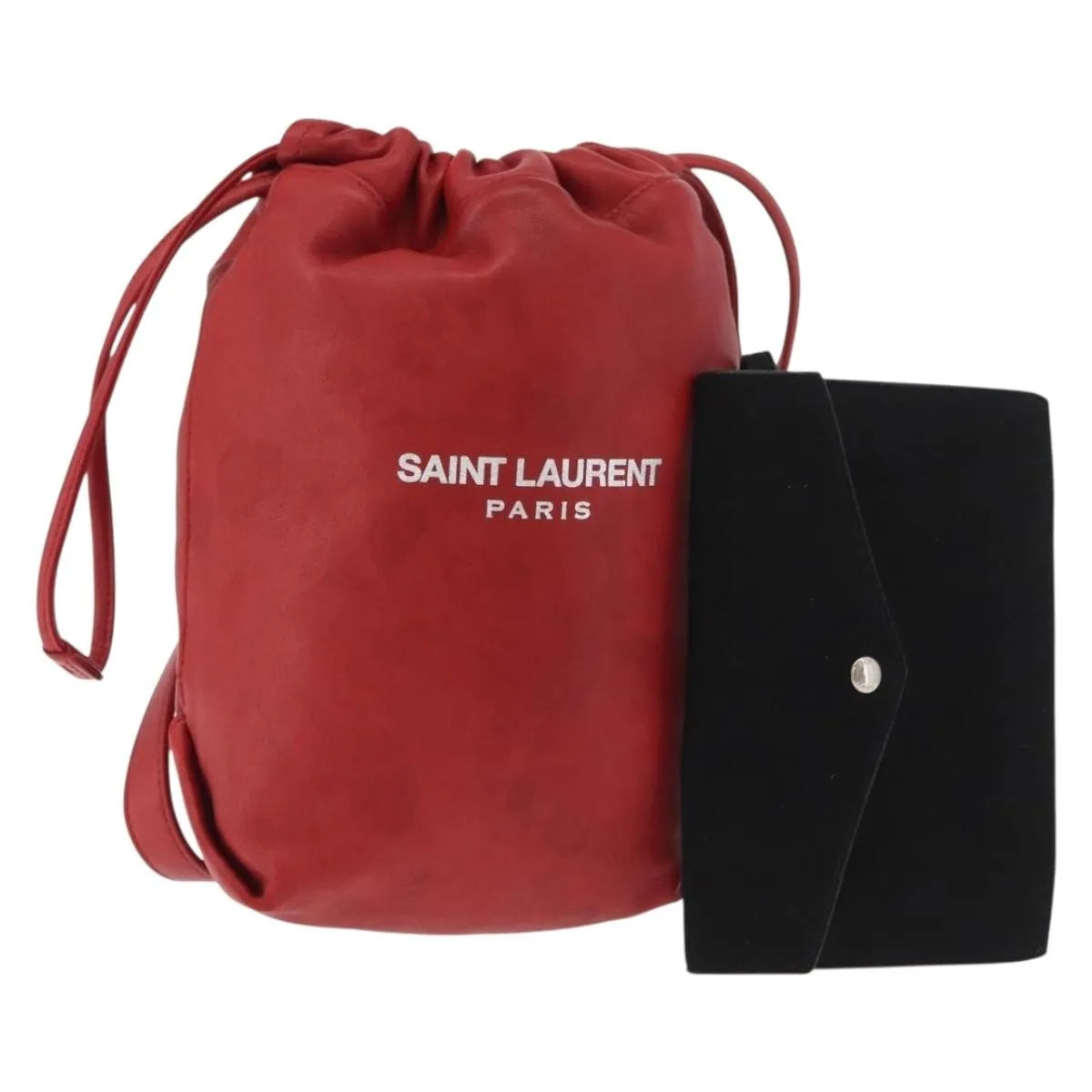 Saint Laurent Teddy Bucket Leather Red Leather Shoulder Bag Bag (Pre-Owned)