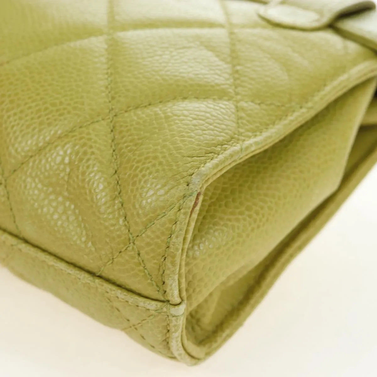 Chanel Vintage Zip Belt Quilted Caviar Yellow Leather Shoulder Bag Bag (Pre-Owned)