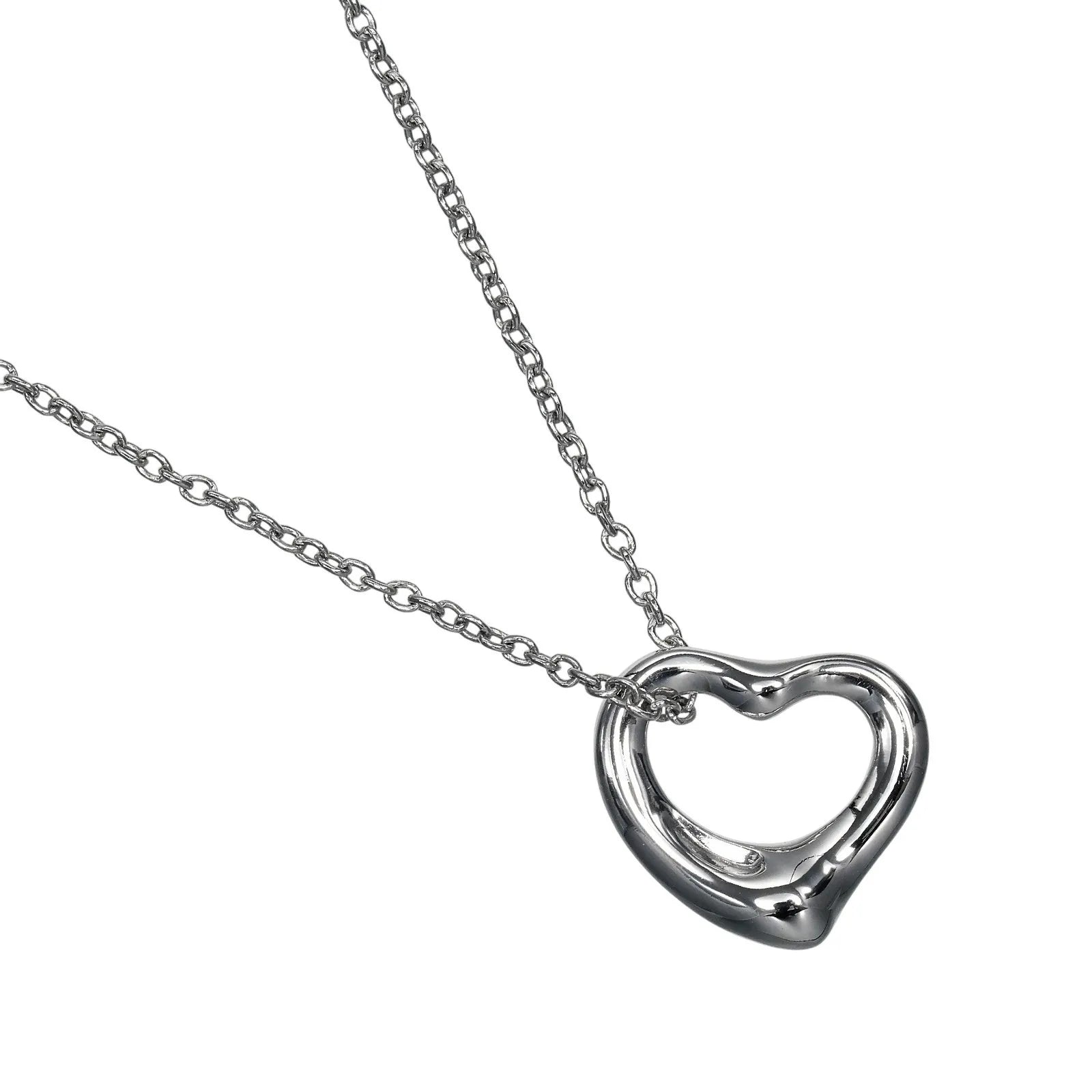 Tiffany & Co. Elsa Peretti Open Heart Pendant Platinum Silver Platinum Necklace Jewelry (Pre-Owned)