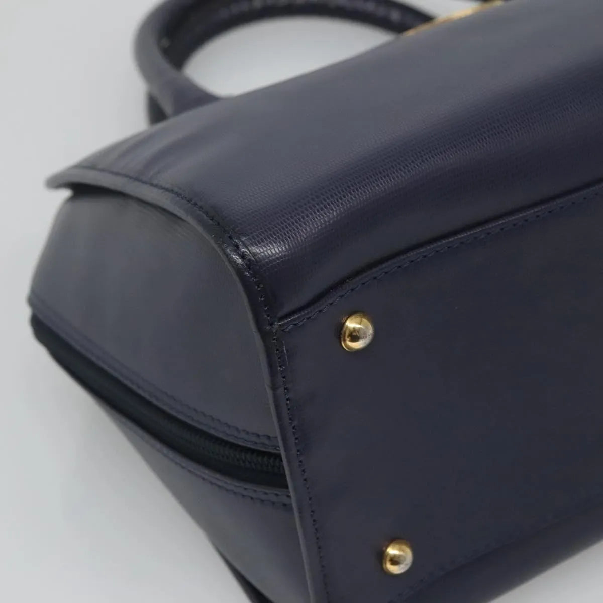 Celine Circle Logo Leather Blue Leather Handbag (Pre-Owned)