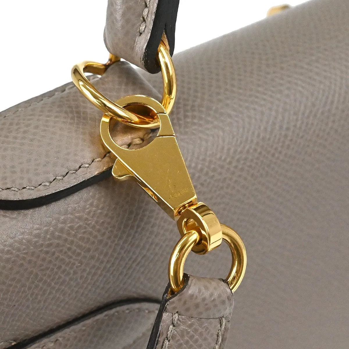 Hermes Kelly Grey Epsom With Gold Hardware Gray Leather Handbag (Pre-Owned)
