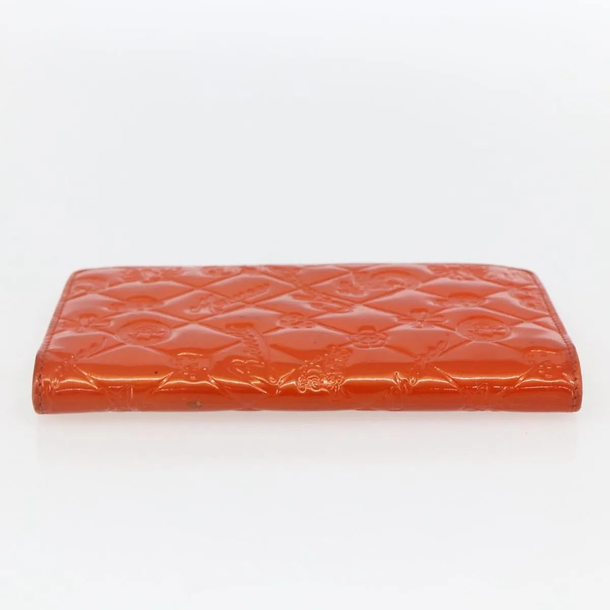 Chanel Lucky Symbols Yen Wallet Embossed Quilted Patent Orange Patent_Leather Wallets Accessory (Pre-Owned)