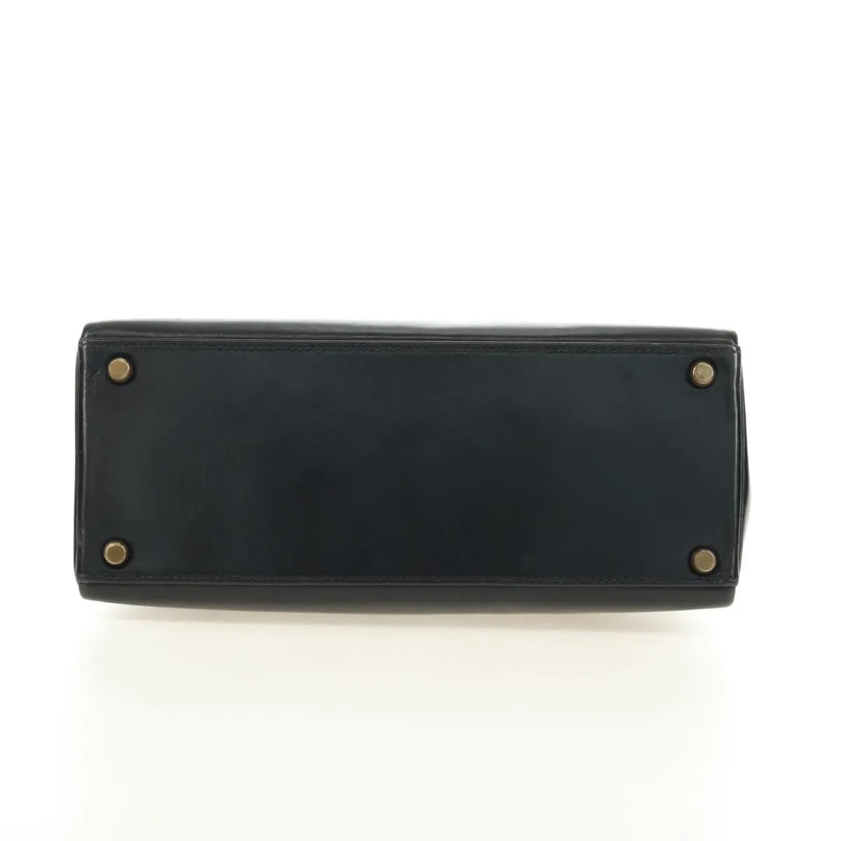Hermes Kelly Black Box Calf With Gold Hardware Black Calfskin Handbag (Pre-Owned)